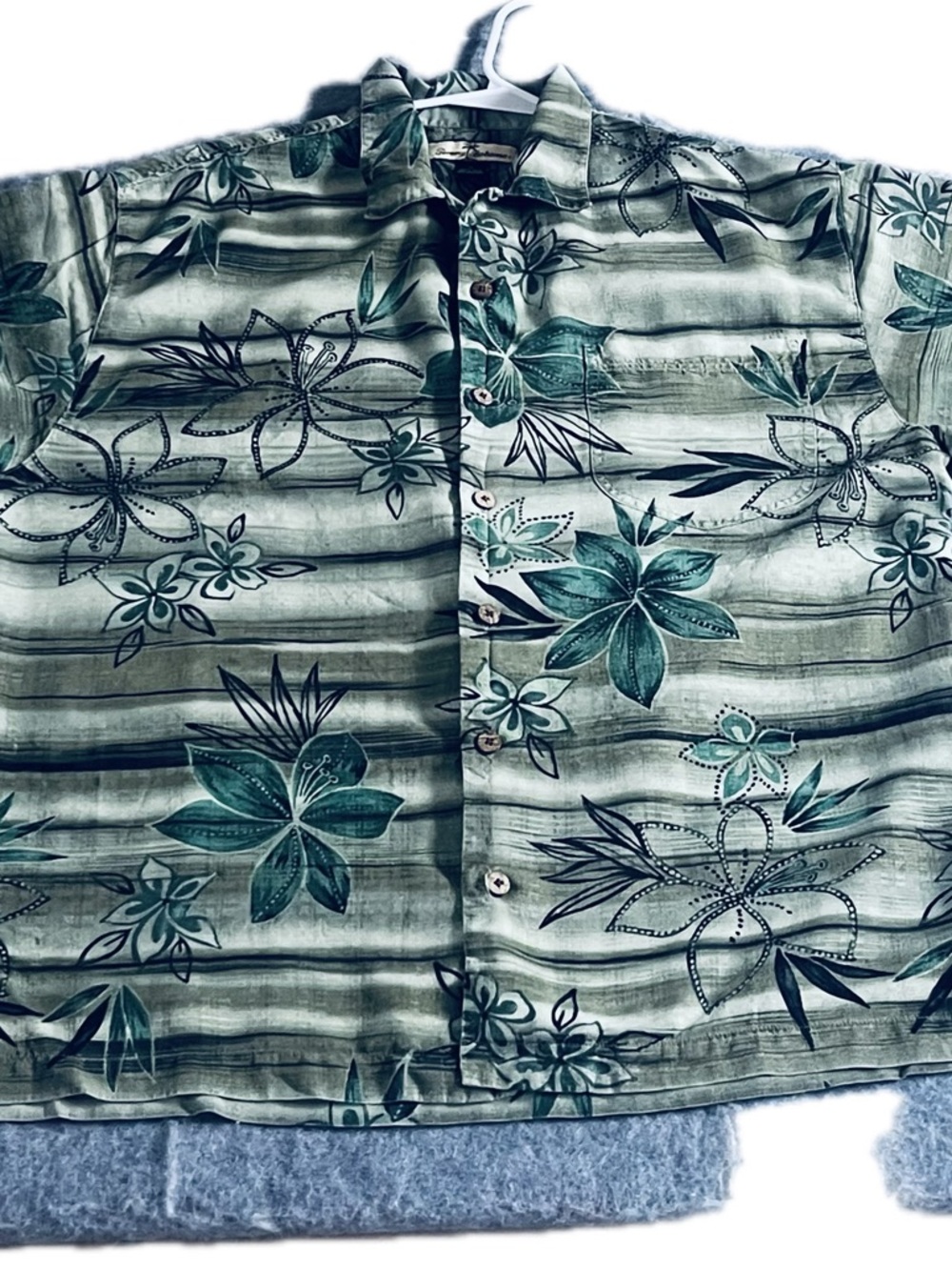 Tommy Bahama Blue-Green Silk Camp Shirt - Picture 7 of 7